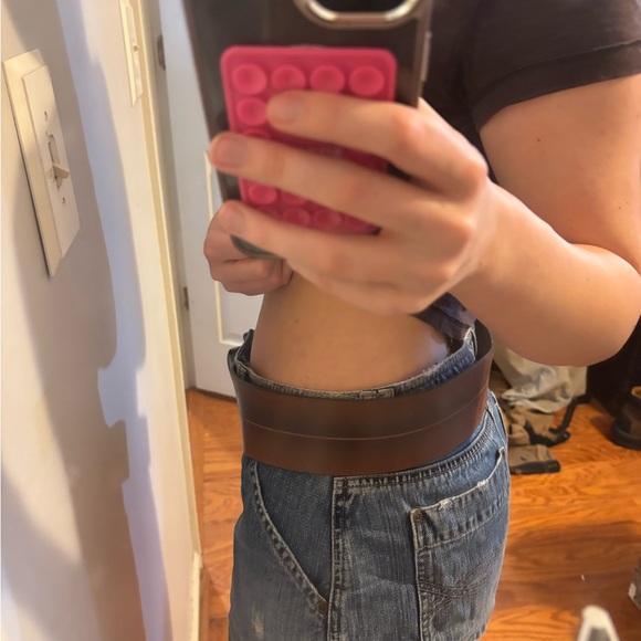 Brown leather Belt with Silver Buckle - Picture 2 of 5